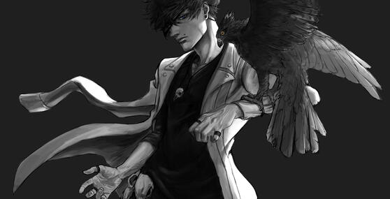 Halfbody BW Painting + Add. Element (Animal)